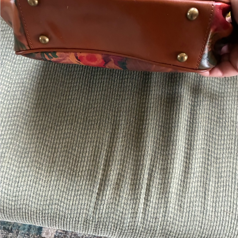 Patricia Nash Orange Floral Leather Crossbody with Green Accents - Picture 2 of 3